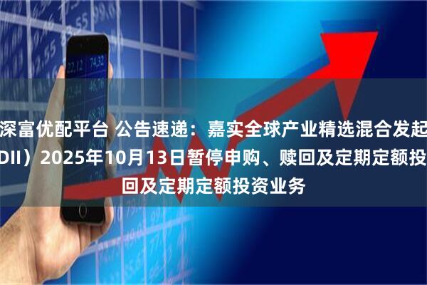 深富优配平台 公告速递：嘉实全球产业精选混合发起式（QDII）2025年10月13日暂停申购、赎回及定期定额投资业务